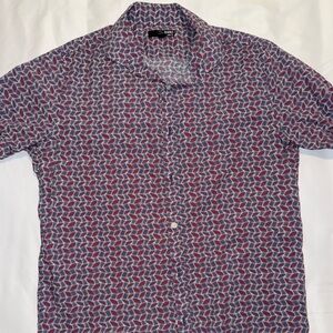 Murano Slim Fit - Men's Red and Blue Patterned Shirt